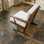 Handcrafted Illuminated Teak Accent Chair