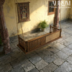Classic Slatted Back Teakwood Swing with Cane Inlay