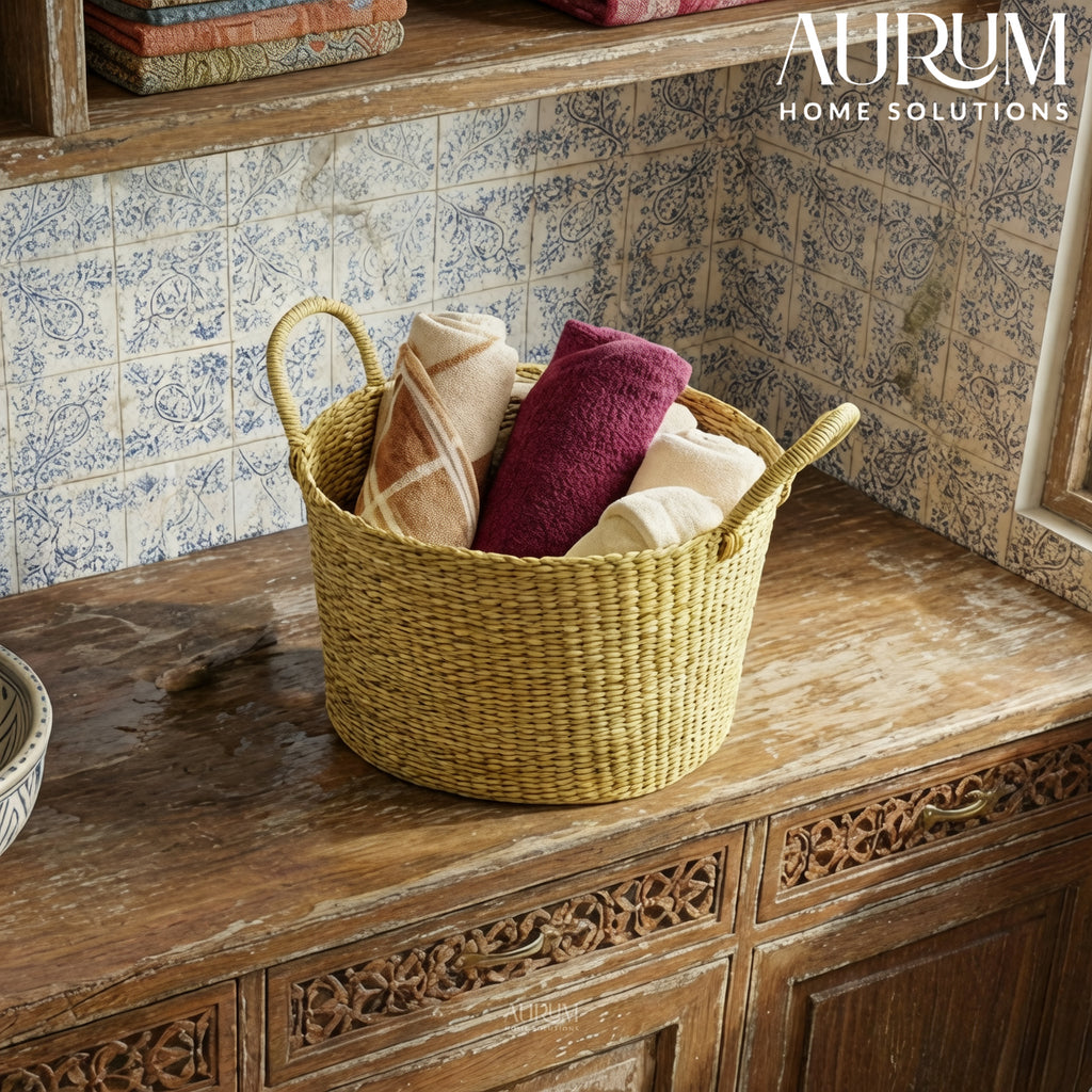 Laundry Basket with Handles | Vedixa Kauna Grass Storage