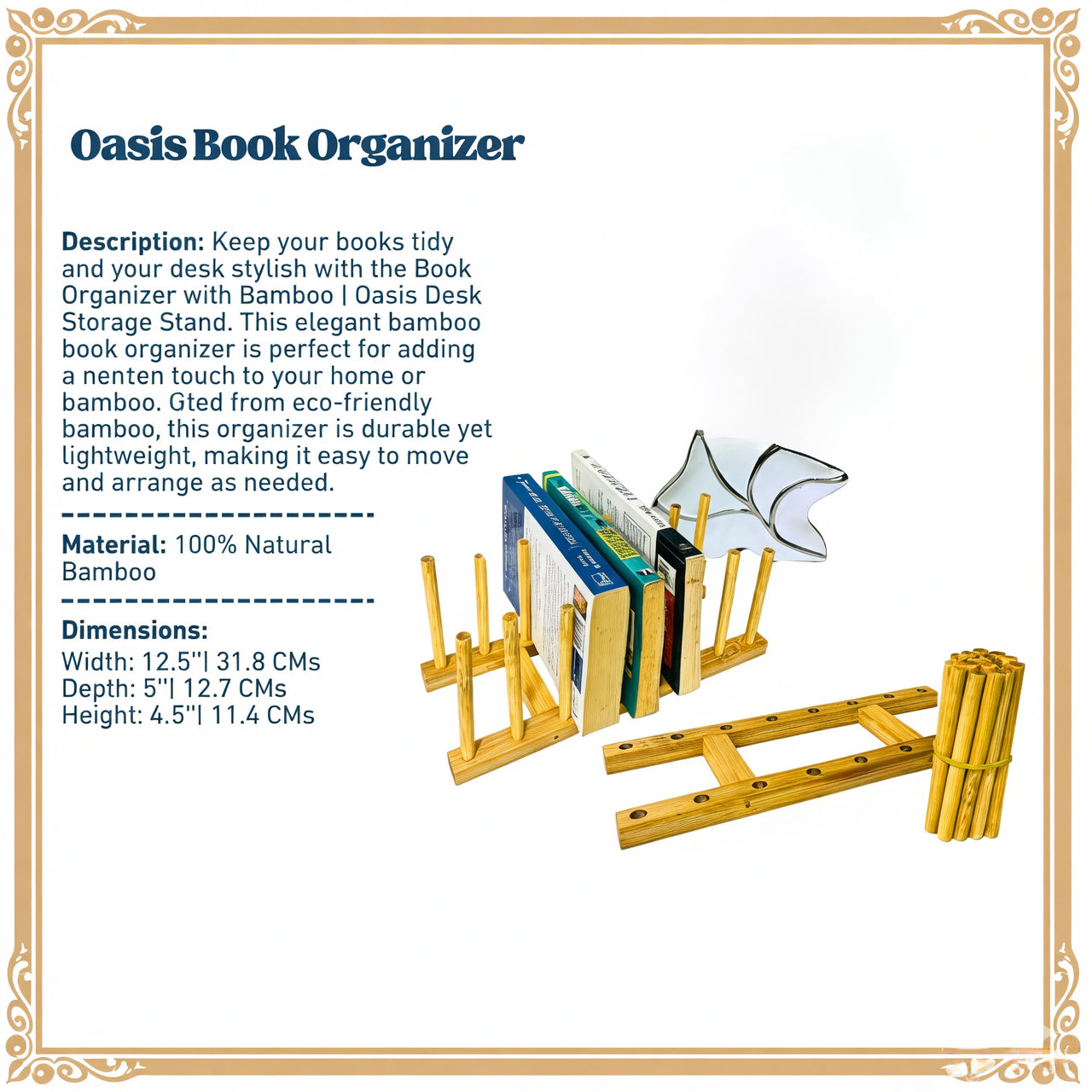Book Organizer with Bamboo | Oasis Desk Storage Stand
