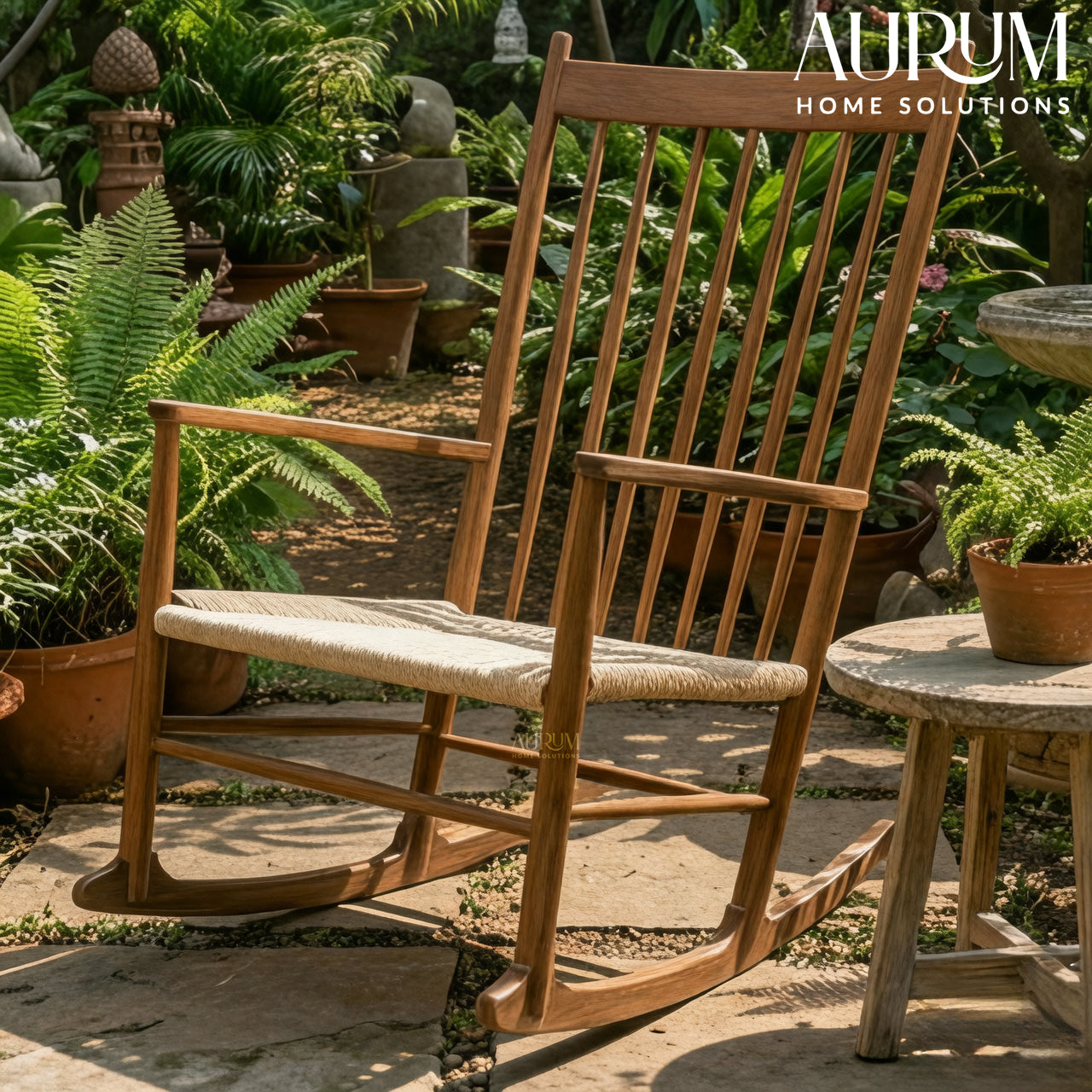 Handcrafted Teakwood Rocking Chair