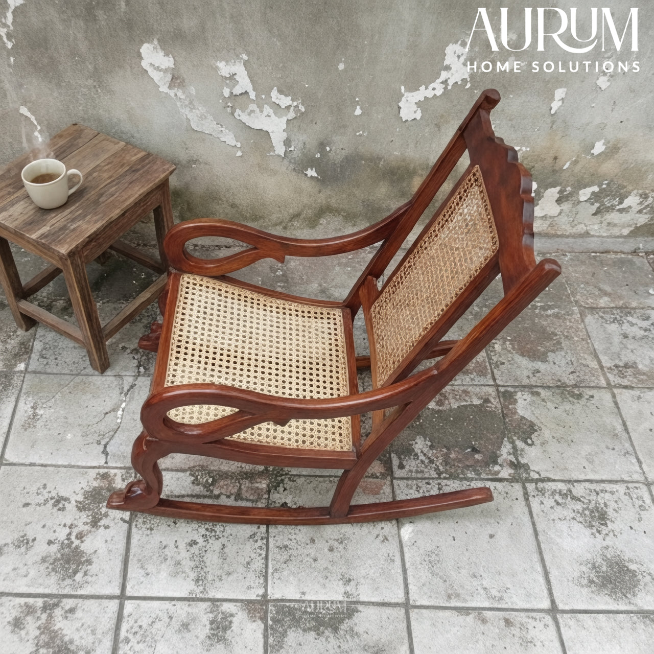 Mahogany Bliss Cane Rocking Chair