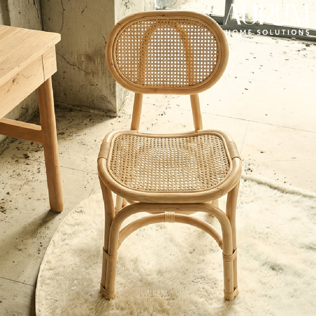 Rattan Chair with Modern Woven Design for Indoor Use