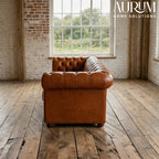 Brand New Tan Leather Chesterfield Two-Seater Sofa