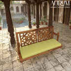 Fusion Flowered Carved Back Sheesham Wood Swing for Home