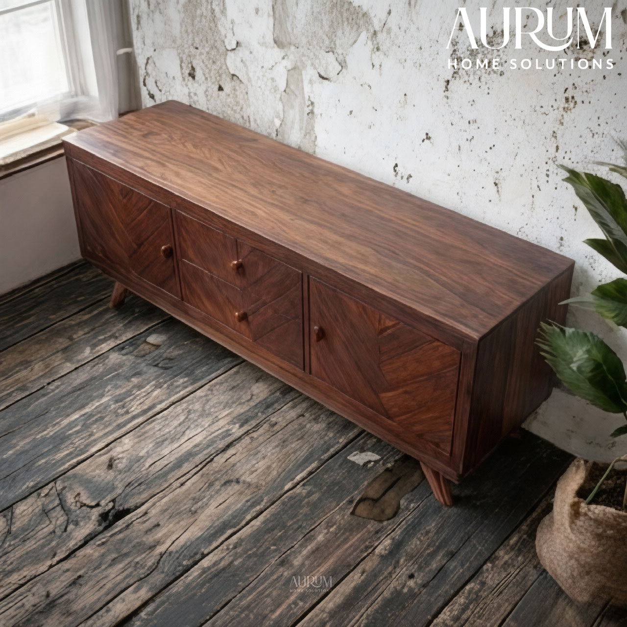 Modern Craft Ebony Mango TV Cabinet