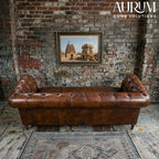 Oxford Classic Chesterfield Sofa in Tan Leather