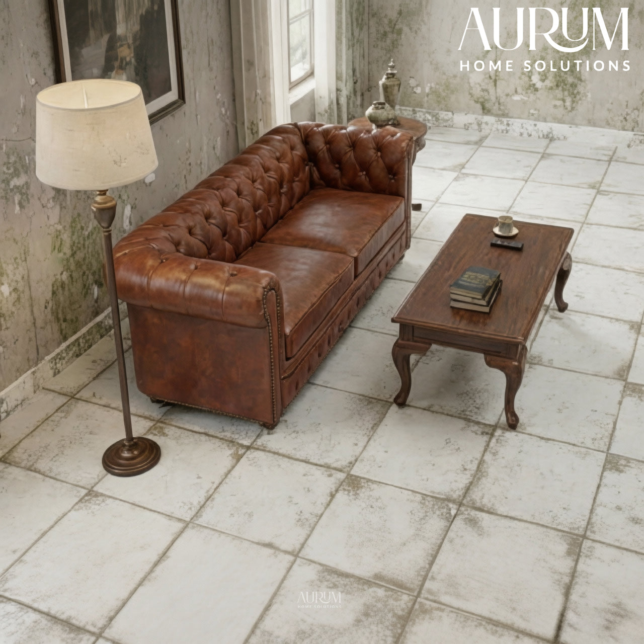 Brand New Luxury Brown Leather Chesterfield 3-Seater Sofa