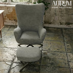 Grey Serenity Upholstered Lounge Chair with Ottoman