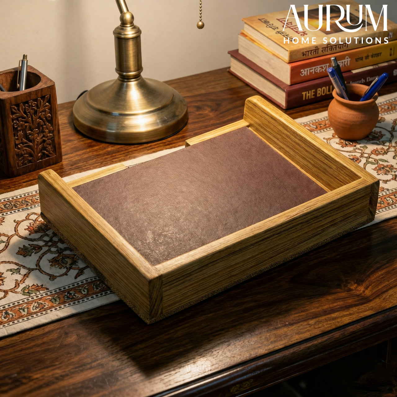 Visiting Card Holder Bamboo Desk Organizer | Heritage Decor