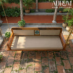Charming Handmade Sheesham Wood Swing with Cream Upholstery