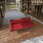 Red Back Upholstered Heritage Style Handmade Wooden Swing