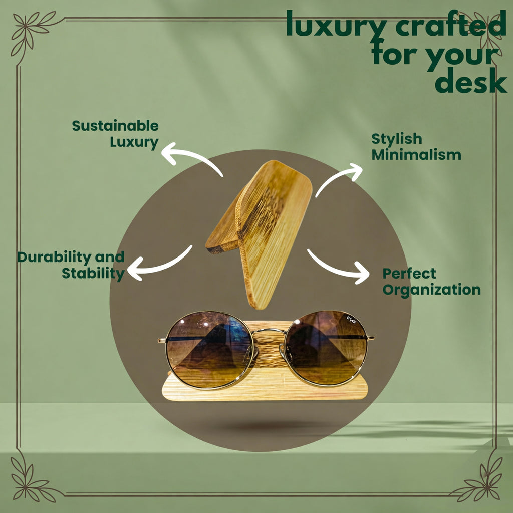Spectacle Stand Bamboo Eyewear Holder | Modern Desk Organizer