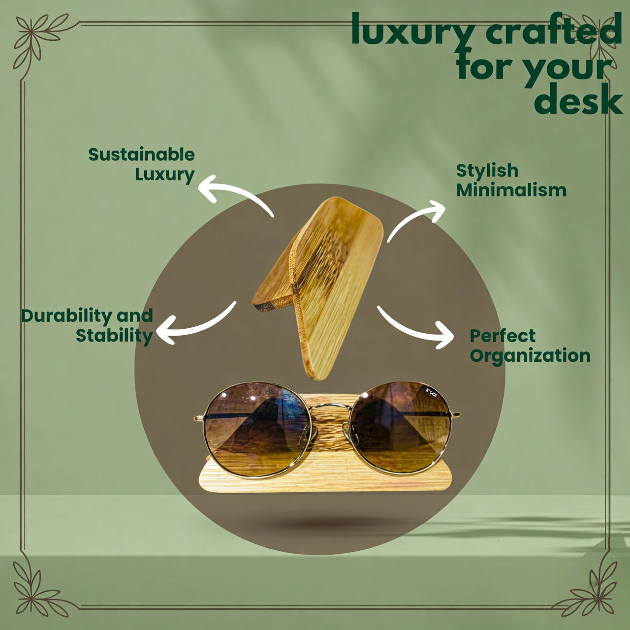 Spectacle Stand Bamboo Eyewear Holder | Modern Desk Organizer