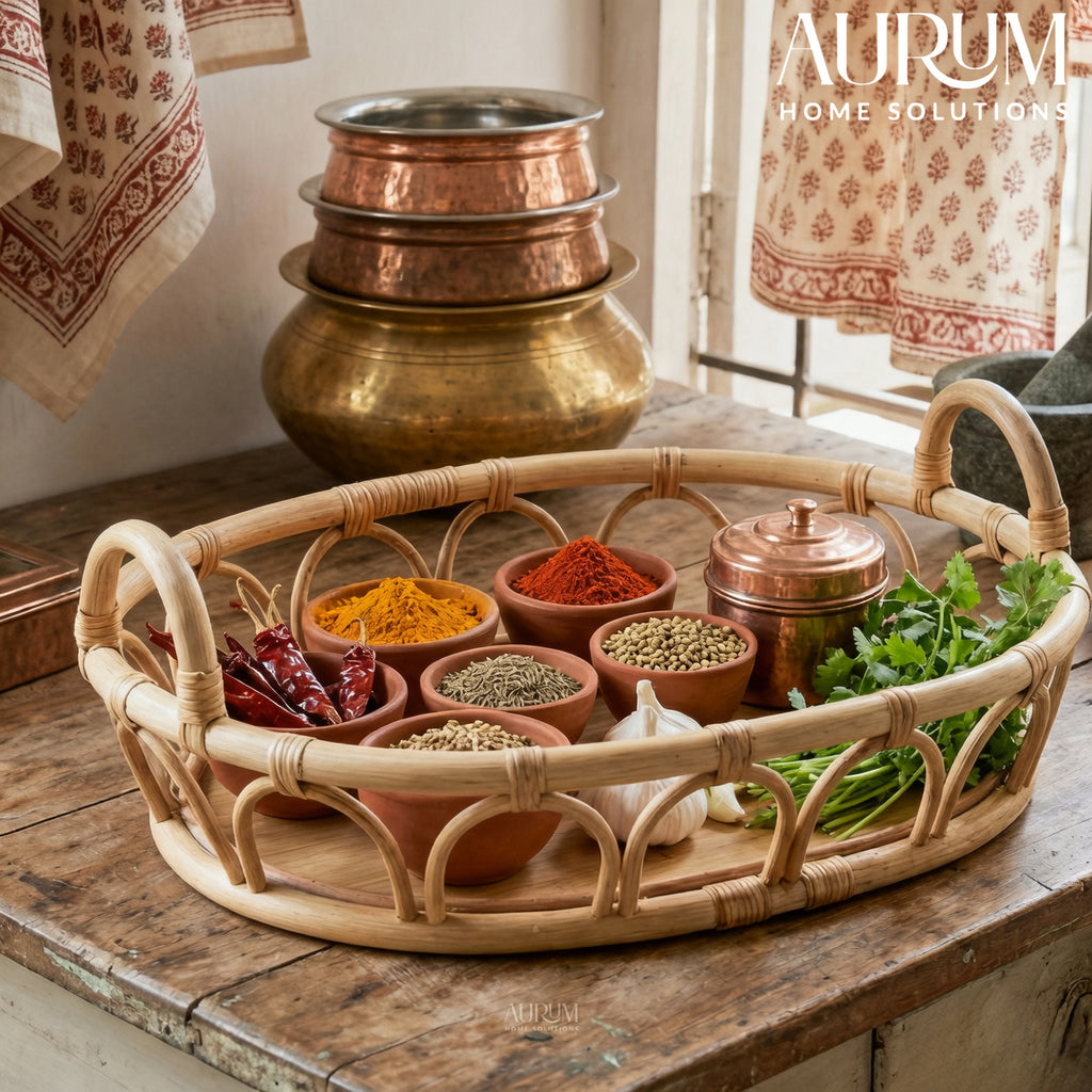 Multipurpose Tray | Versatile Vibe with Rattan Handles