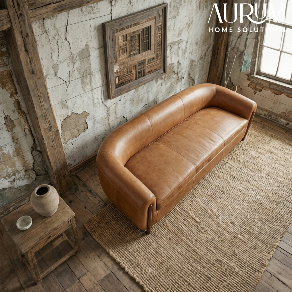 Premium Carmine Leather Sofa