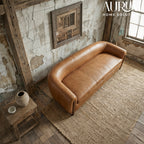 Premium Carmine Leather Sofa