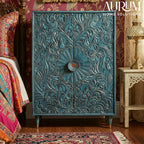Handcarved Cabinet in Indigo