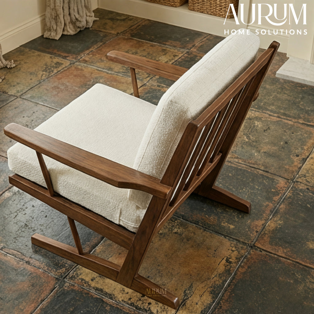 Handcrafted Illuminated Teak Accent Chair