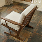 Handcrafted Illuminated Teak Accent Chair