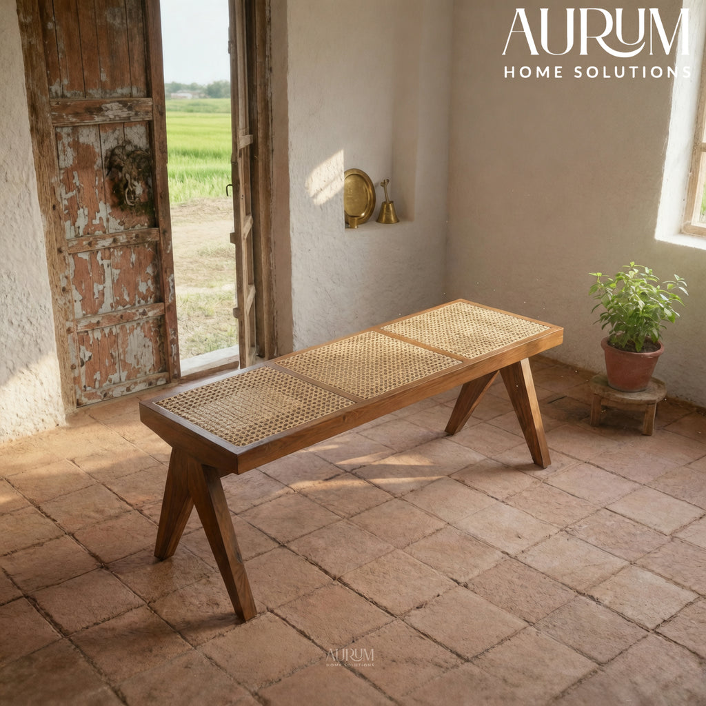 Natural Cane Accent Bench