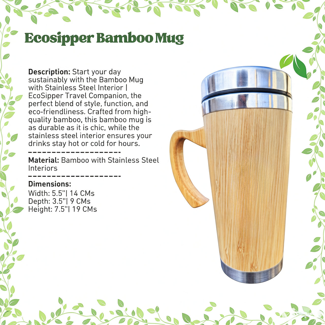 Bamboo Mug with Stainless Steel Interior | EcoSipper Travel Companion