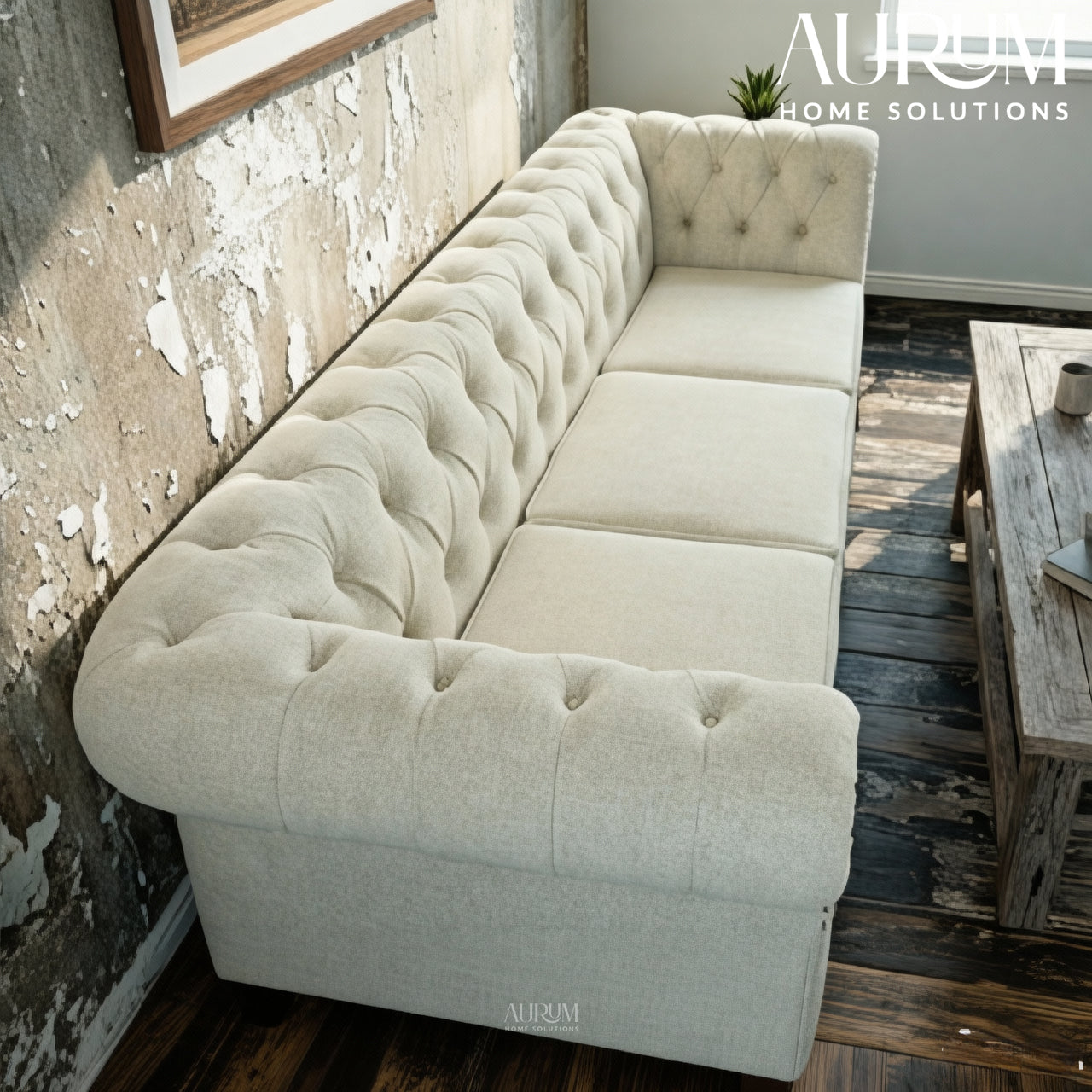 Regency Chesterfield Beige Sofa