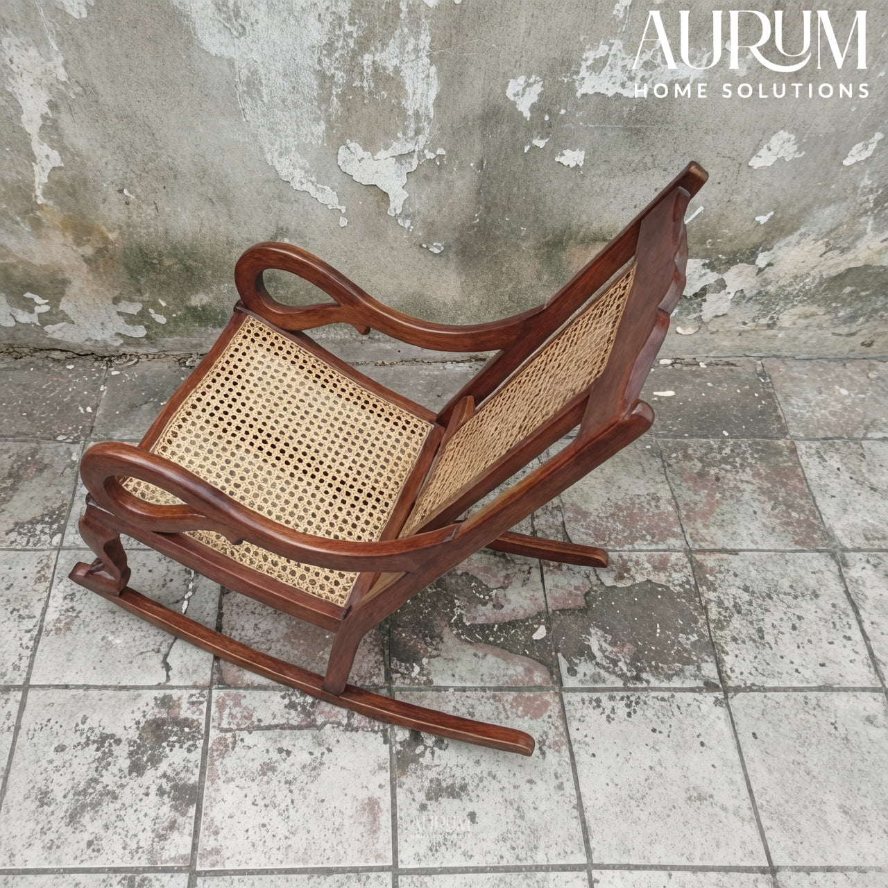 Mahogany Bliss Cane Rocking Chair