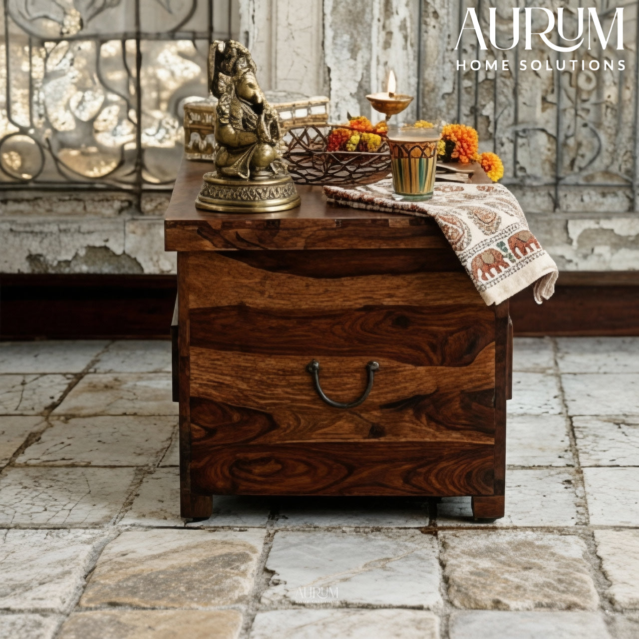 Teak Glow Sheesham Wood Linen Chest
