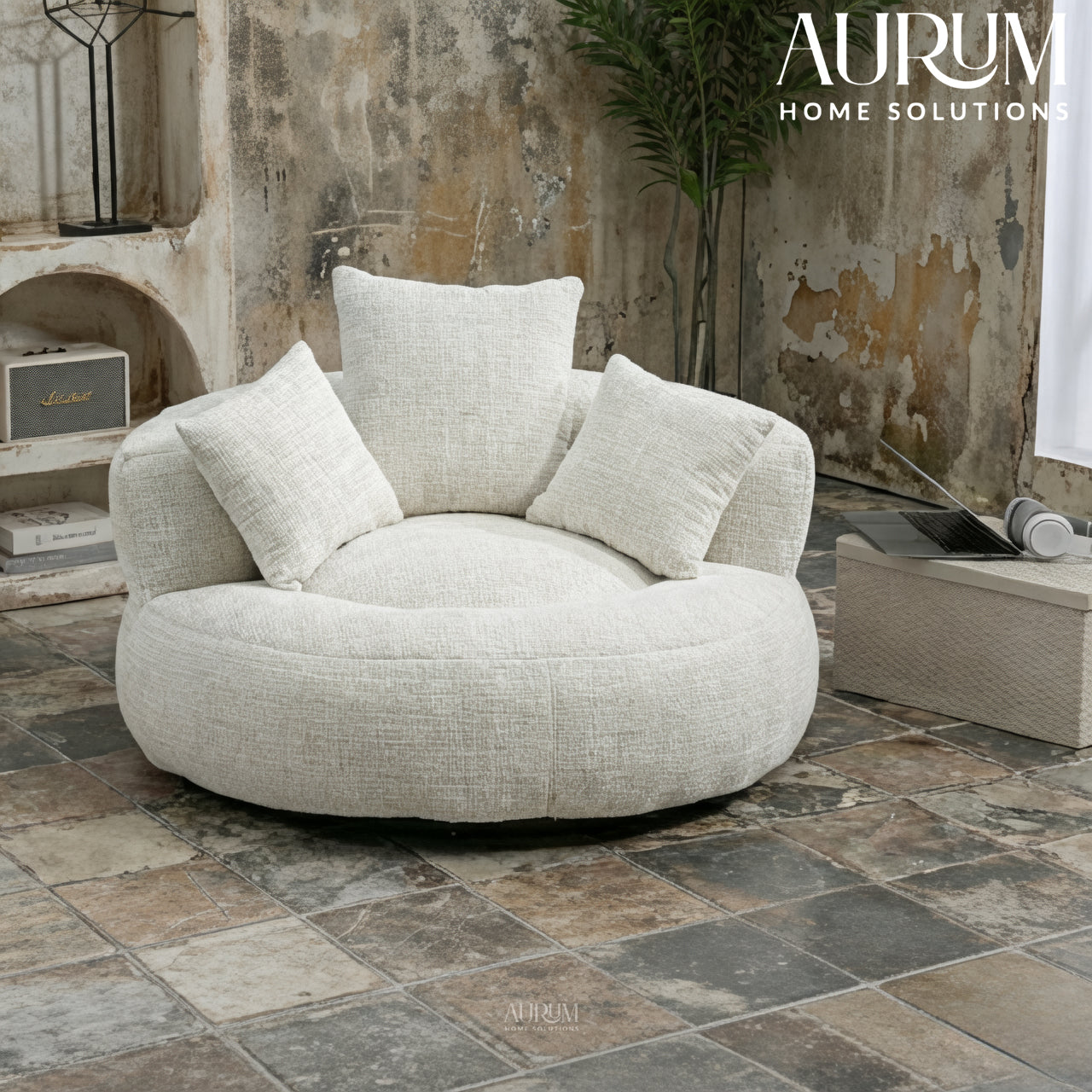 Durable Chenille High-Back Lounger