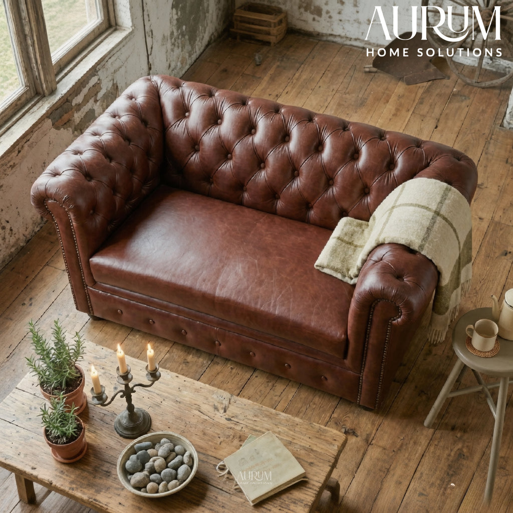 Brand New Vintage Luxe Leather Lounge Chair – Cognac Brown
