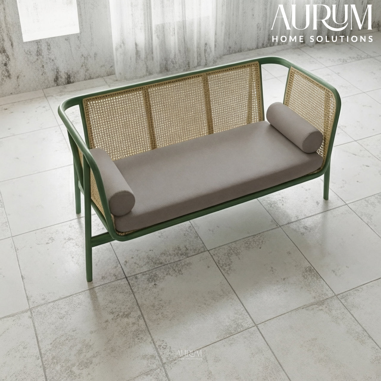 Raven Charm Sofa in Green Finish