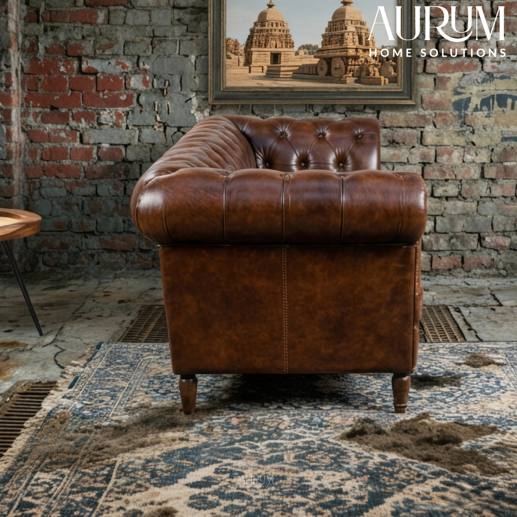 Oxford Classic Chesterfield Sofa in Tan Leather