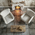 Farmhouse Striped Wingback Chairs – Set of 2