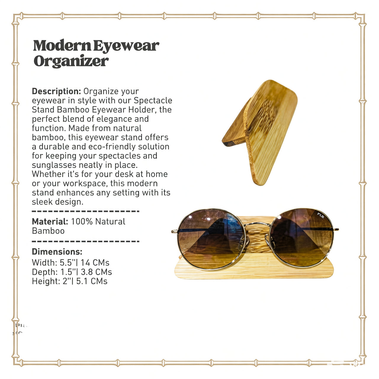 Spectacle Stand Bamboo Eyewear Holder | Modern Desk Organizer