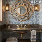 Wall Mirror with Rattan Sunburst Design for Homes