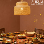 Bamboo Hanging Lamp with Double Decker Design
