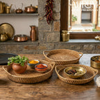 Serving Tray Set of 3 | Graceful Gatherer Trio Oval Rattan