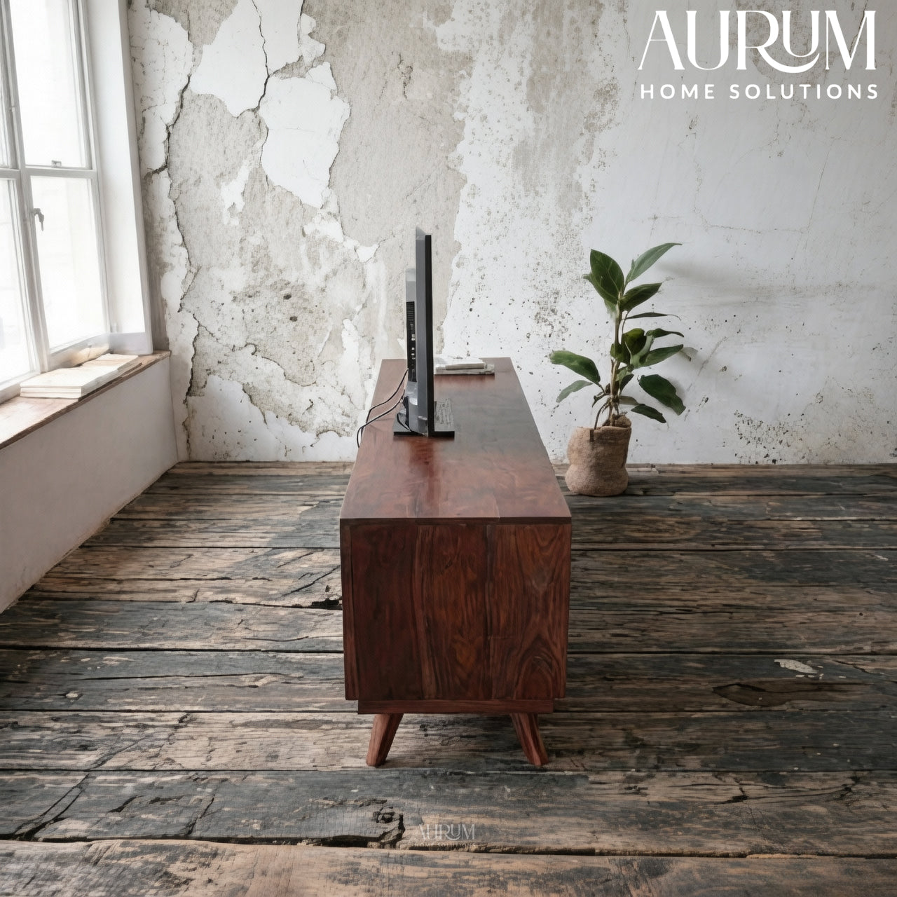 Modern Craft Ebony Mango TV Cabinet