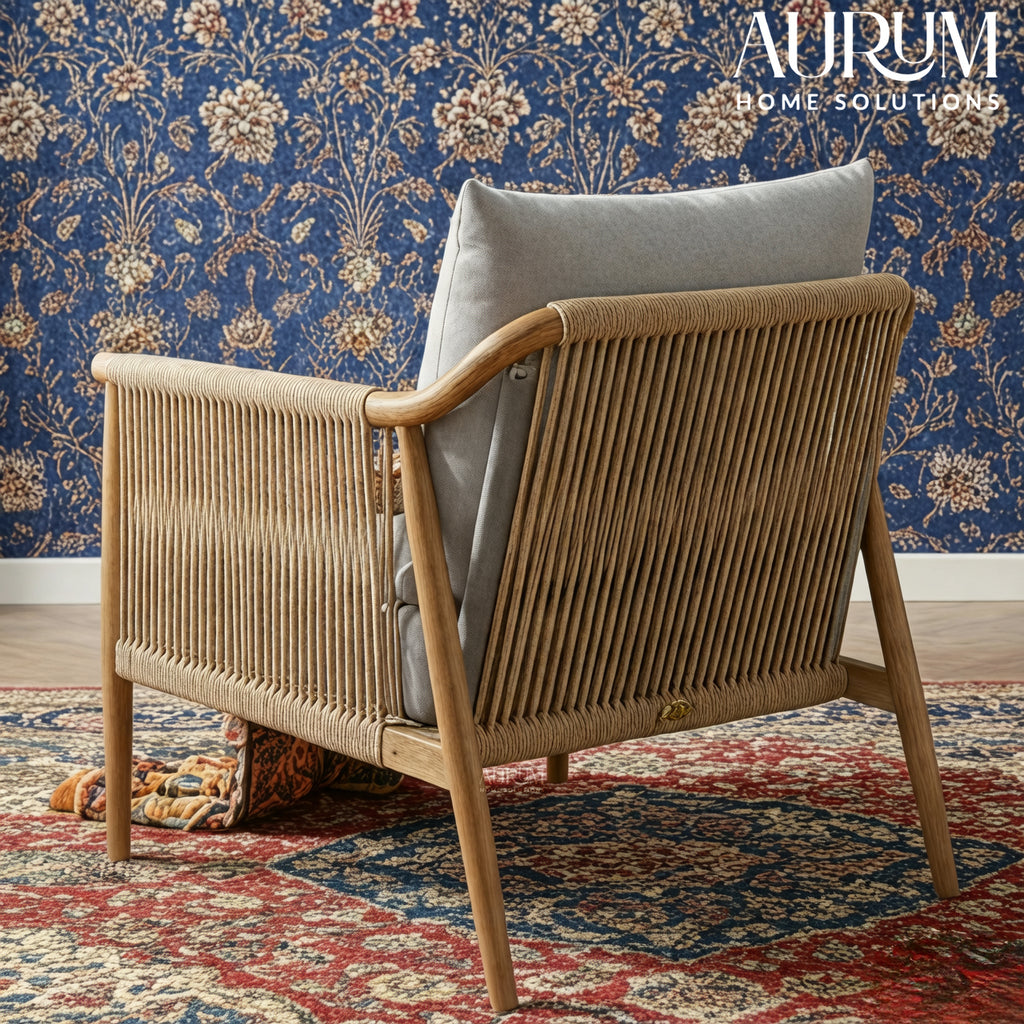 Lynn Accent Chair with Braided Wood Arm