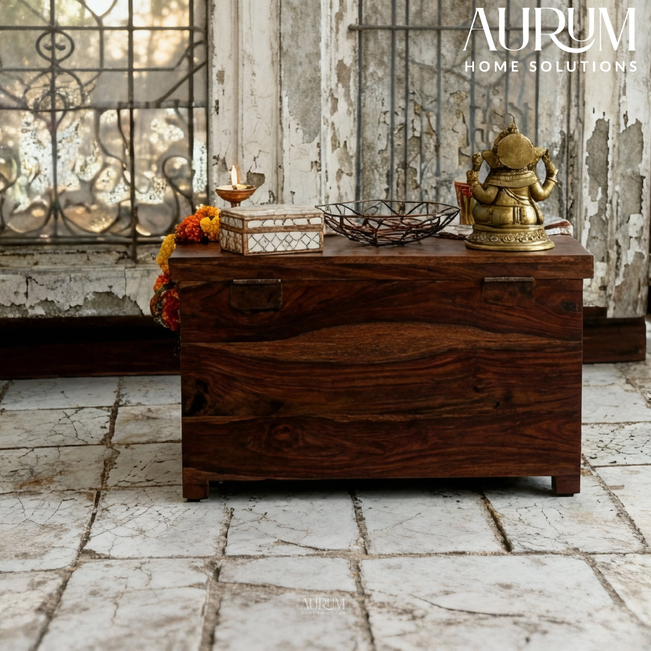 Teak Glow Sheesham Wood Linen Chest