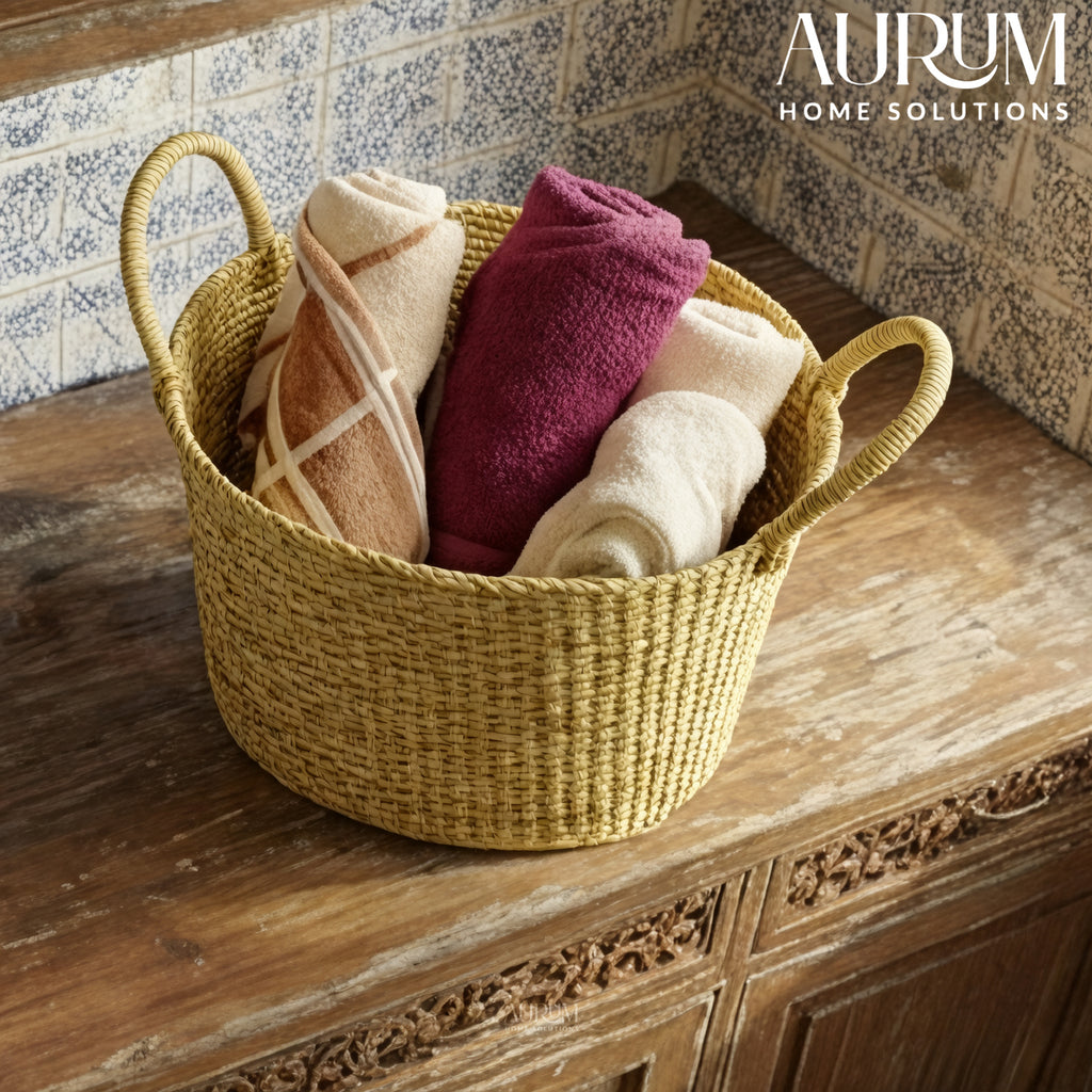 Laundry Basket with Handles | Vedixa Kauna Grass Storage