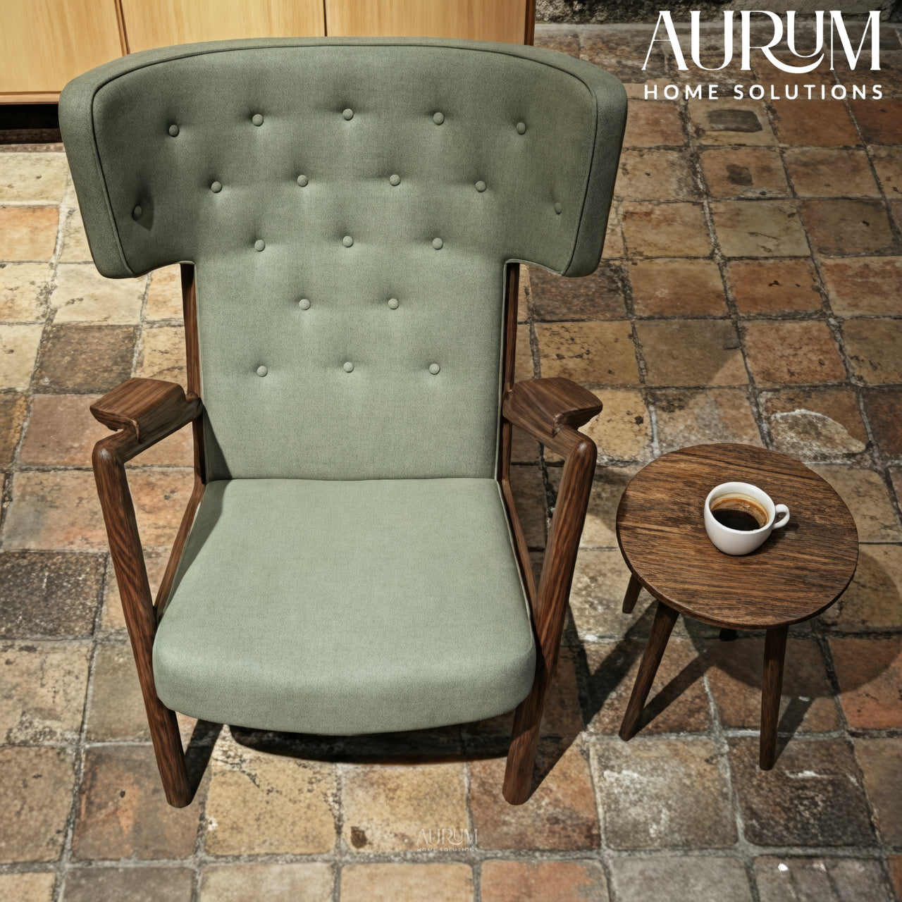 Essence Wood and Fabric Armchair