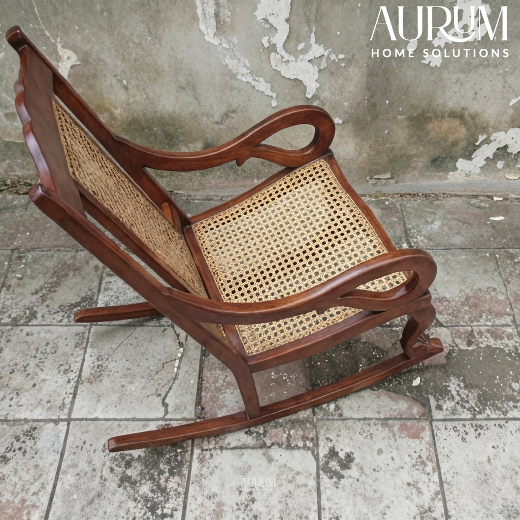 Mahogany Bliss Cane Rocking Chair