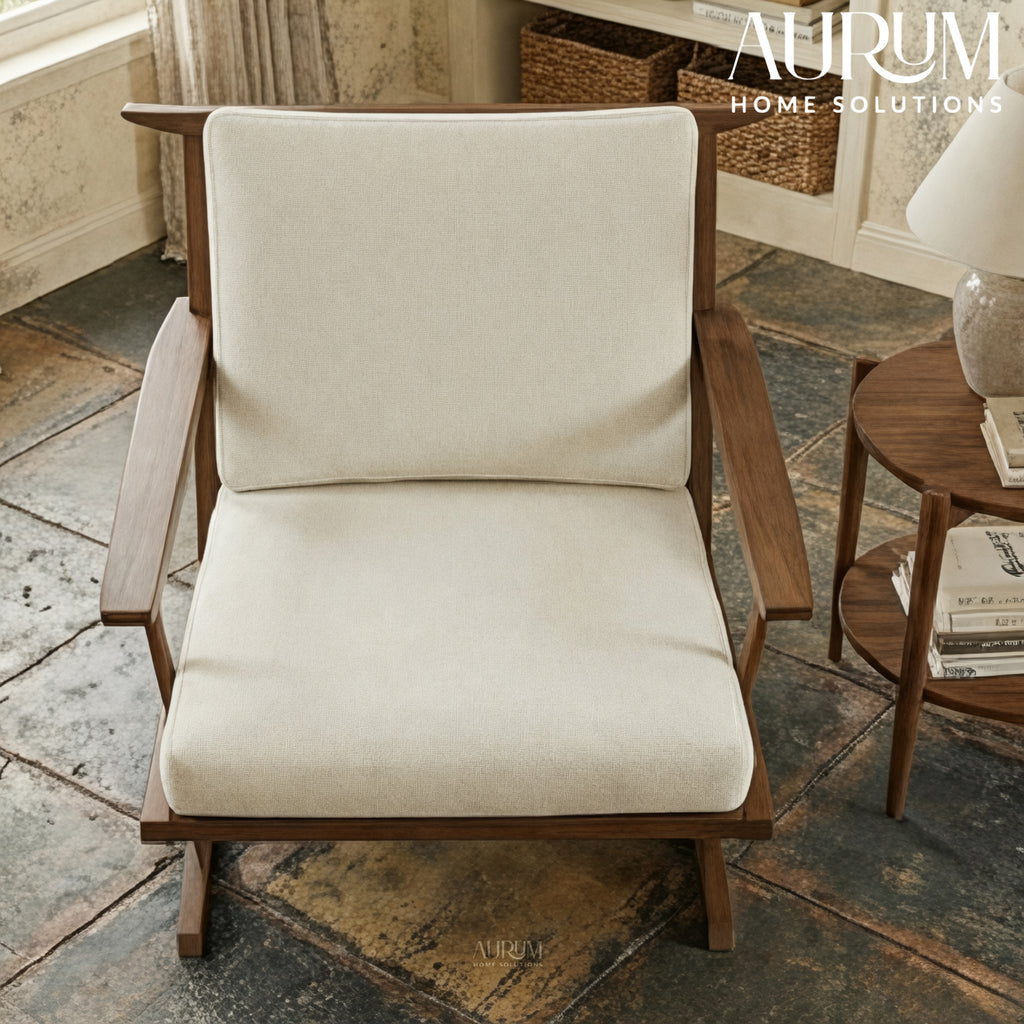 Handcrafted Illuminated Teak Accent Chair