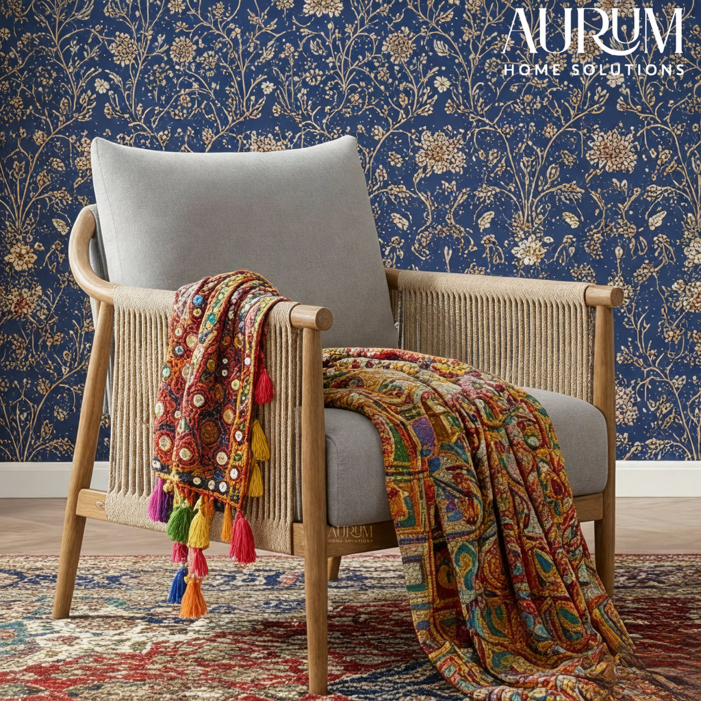 Lynn Accent Chair with Braided Wood Arm