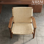 Handcrafted Teakwood Paper Rope Accent Chair