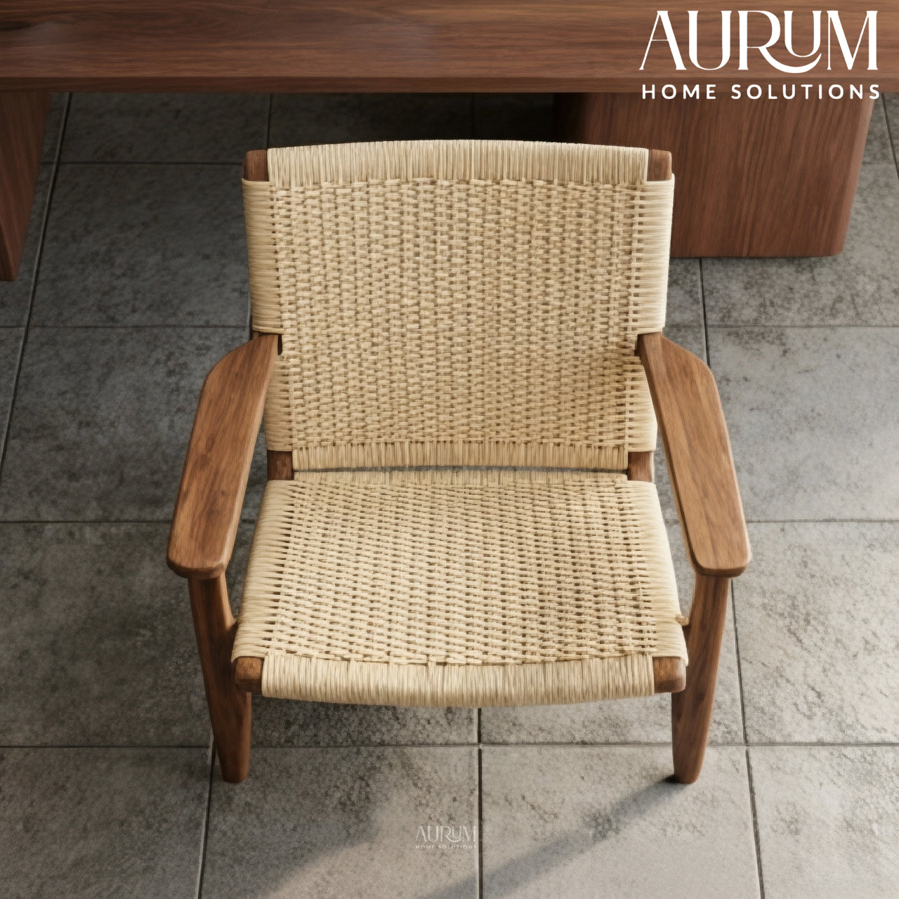 Handcrafted Teakwood Paper Rope Accent Chair