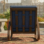 Serene Blue Cushioned Wooden Rocking Chair with Walnut Finish