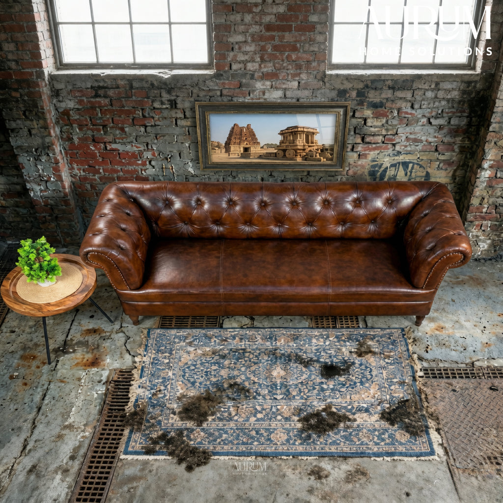 Oxford Classic Chesterfield Sofa in Tan Leather